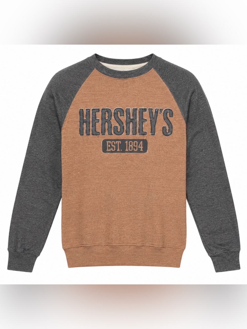 Hershey’s Chocolate Men's Two-Tone Brown and Charcoal Raglan Sweatshirt